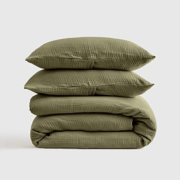 Quince Other - QUINCE Organic Airy Gauze Duvet Cover Set Full/Queen Olive 6664